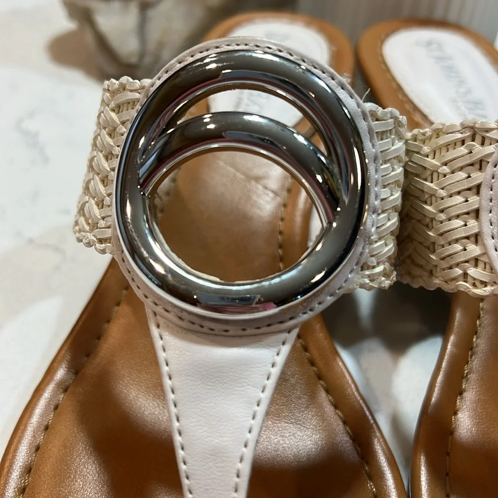 St. John's Bay White Woven Strap Sandals Size 8